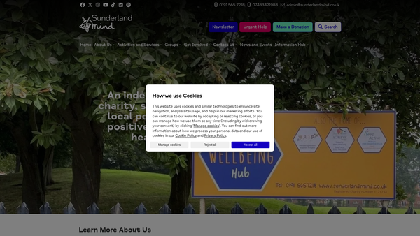 Screenshot of the Sunderland Mind website