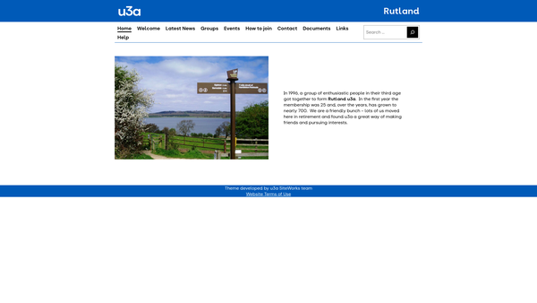 Screenshot of the Rutland U3A website