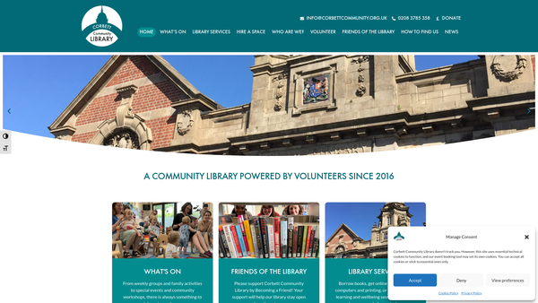 Screenshot of the The Archibald Corbett Community Library, Arts And Heritage Centre website