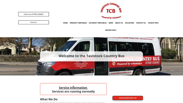 Screenshot of the Tavistock Community Transport Association website