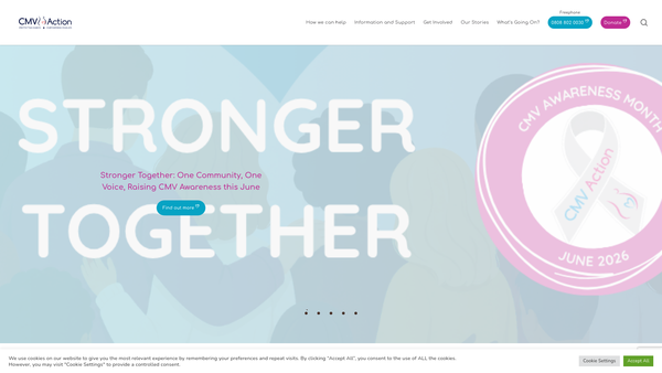 Screenshot of the Cmv Action website