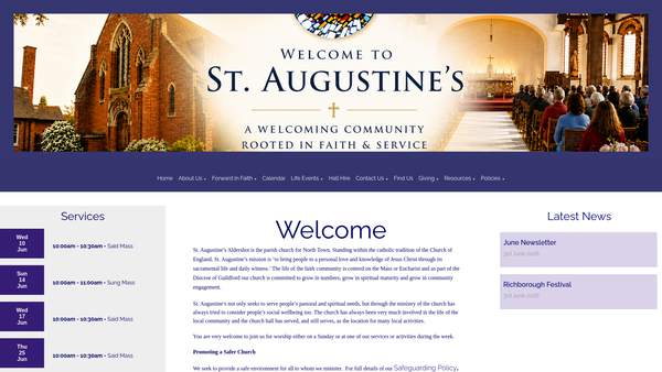 Screenshot of the The Parochial Church Council Of The Ecclesiastical Parish Of St. Augustine, Aldershot website