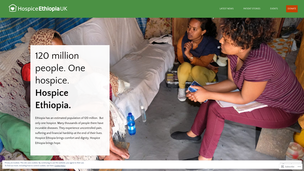 Screenshot of the Hospice Ethiopia UK website