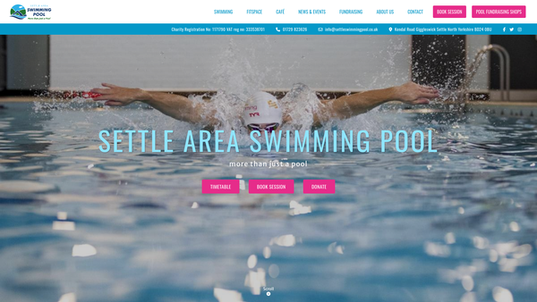 Screenshot of the Settle Area Swimming Pool website