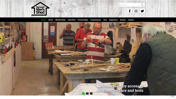 Screenshot of the Norwich Men's Shed website