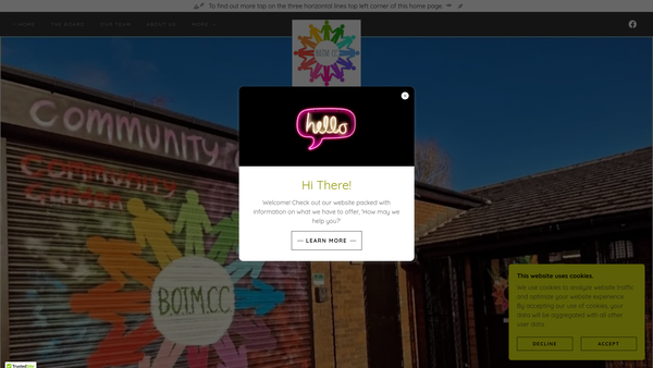 Screenshot of the Back Oth Moss Community Centre website