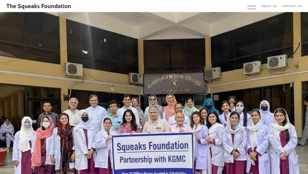 Screenshot of the The Squeaks Foundation website