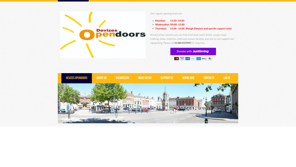 Screenshot of the Devizes Opendoors website