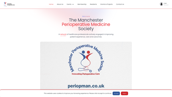 Screenshot of the The Manchester Perioperative Medicine Society website