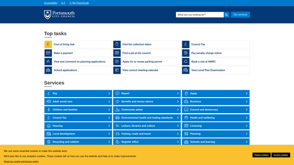 Screenshot of the Portsmouth City Council Elementary Education Foundation website