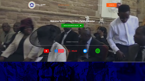 Screenshot of the The Redeemed Christian Church Of God King Of Glory Parish website