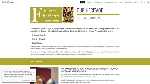 Screenshot of the The Friends Of St. Mary's Church Higham Ferrers website