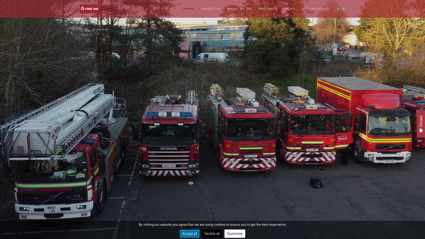 Screenshot of the Fire Aid And International Development website
