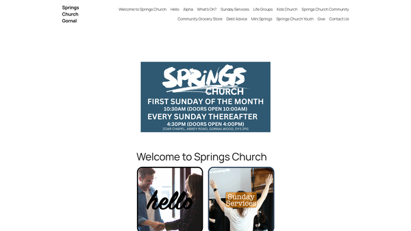 Screenshot of the Springs Church (Gornal) website