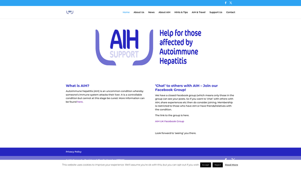 Screenshot of the Aih Support website