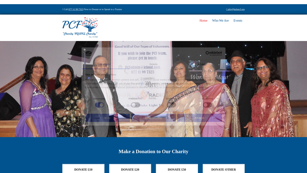 Screenshot of the Pujara Charitable Foundation website