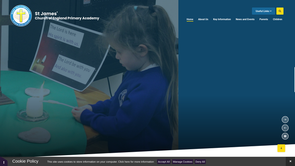 Screenshot of the St James Parent Association website