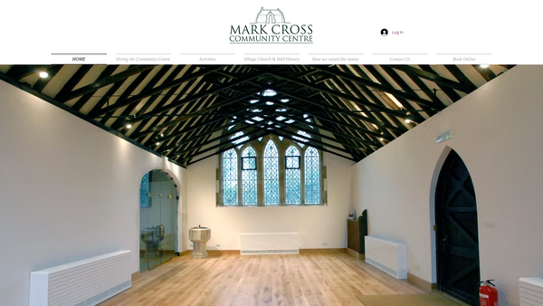 Screenshot of the Mark Cross Community Centre website