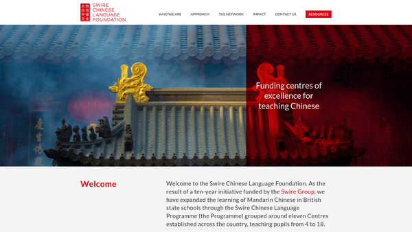 Screenshot of the Swire Chinese Language Foundation website