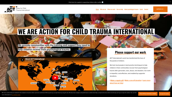 Screenshot of the Luna Children's Charity website