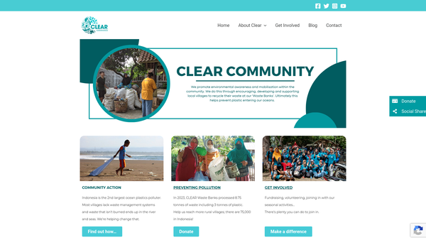 Screenshot of the Clear Community website