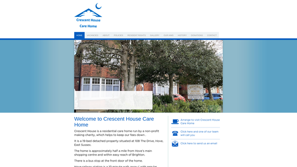 Screenshot of the The Crescent House Charity website
