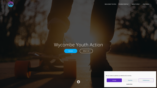 Screenshot of the Wycombe Youth Action website