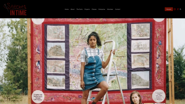 Screenshot of the Stitches In Time website