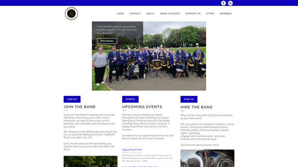 Screenshot of the Lancaster City Brass website