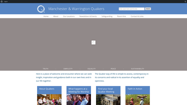 Screenshot of the Manchester And Warrington Area Quaker Meeting (Religious Society Of Friends) website