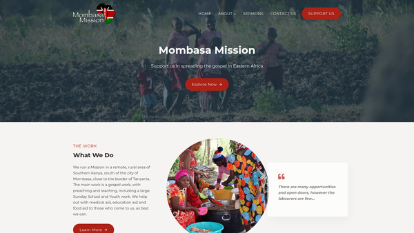Screenshot of the Mombasa Mission website