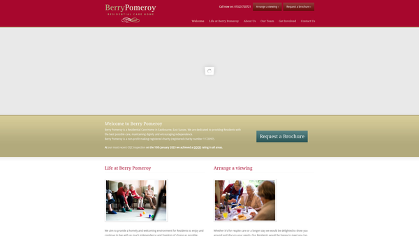 Screenshot of the Berry Pomeroy Home For Elderly People website