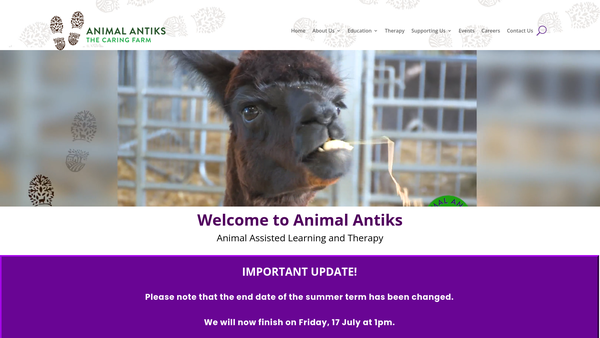 Screenshot of the Animal Antiks website