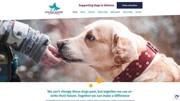 Screenshot of the Starlight Barking Trust website