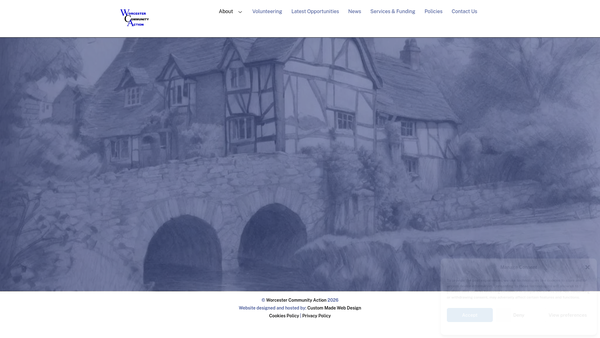 Screenshot of the Worcester Community Action website