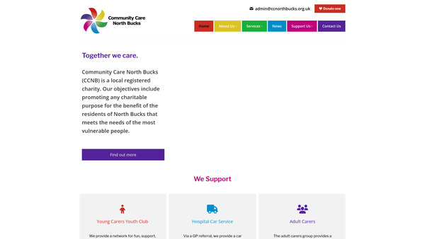 Screenshot of the Community Care North Bucks (Ccnb) website