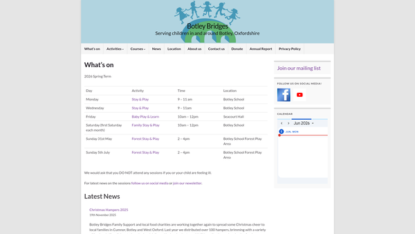 Screenshot of the Botley Bridges website