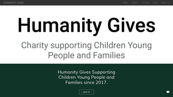 Screenshot of the Humanity Gives website