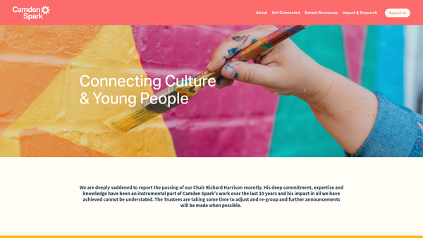 Screenshot of the Camden Spark website