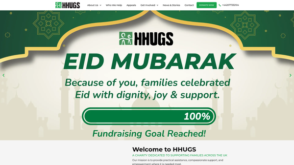 Screenshot of the Hhugs - Helping Households Under Great Stress website