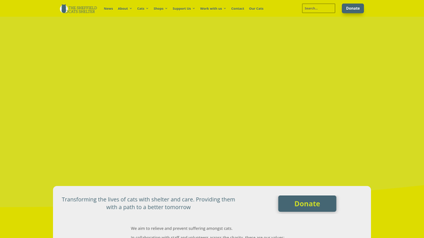 Screenshot of the The Sheffield Cats Shelter website