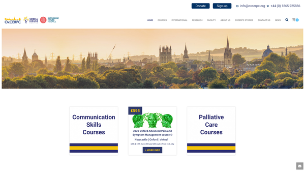 Screenshot of the Oxford Centre For Education And Research In Palliative Care: Sobell House website