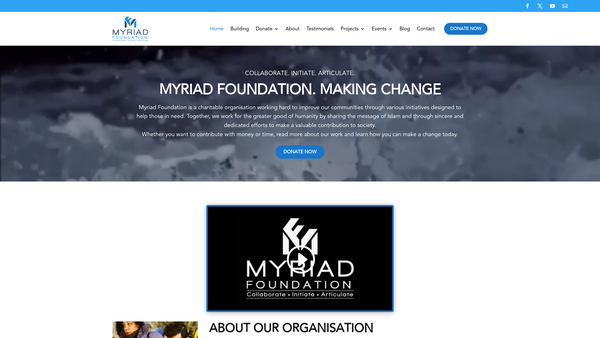 Screenshot of the Myriad Foundation CIO website