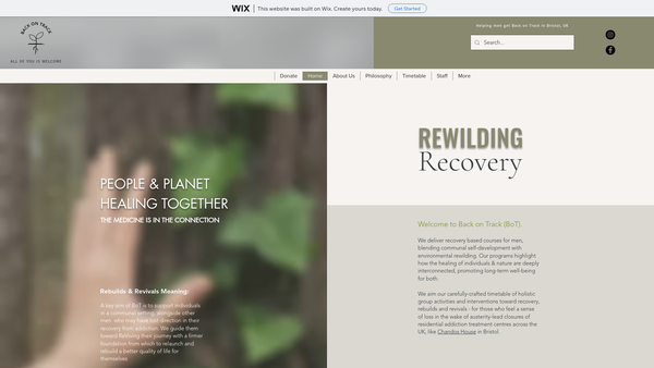 Screenshot of the Back On Track Supported Accomodation website