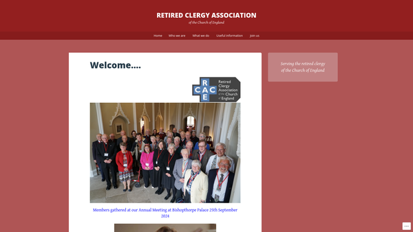 Screenshot of the Retired Clergy Association Of The Church Of England website