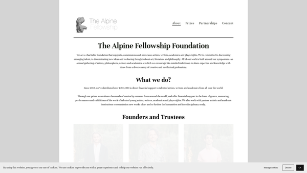 Screenshot of the The Alpine Fellowship Foundation website