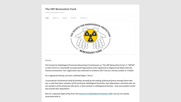 Screenshot of the The Society For Radiological Protection Benevolent Fund website