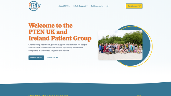 Screenshot of the Pten UK And Ireland Patient Group website