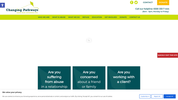 Screenshot of the Changing Pathways website