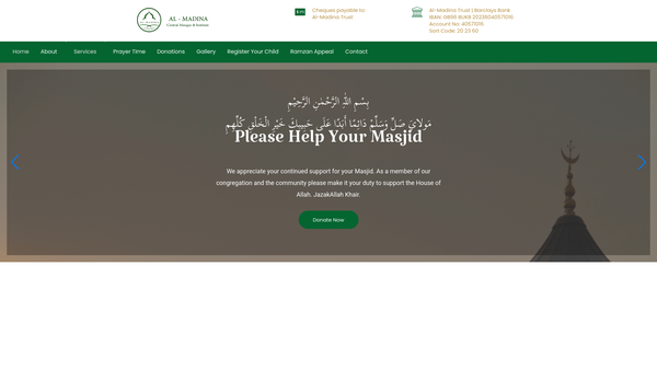 Screenshot of the Al Madina Trust website